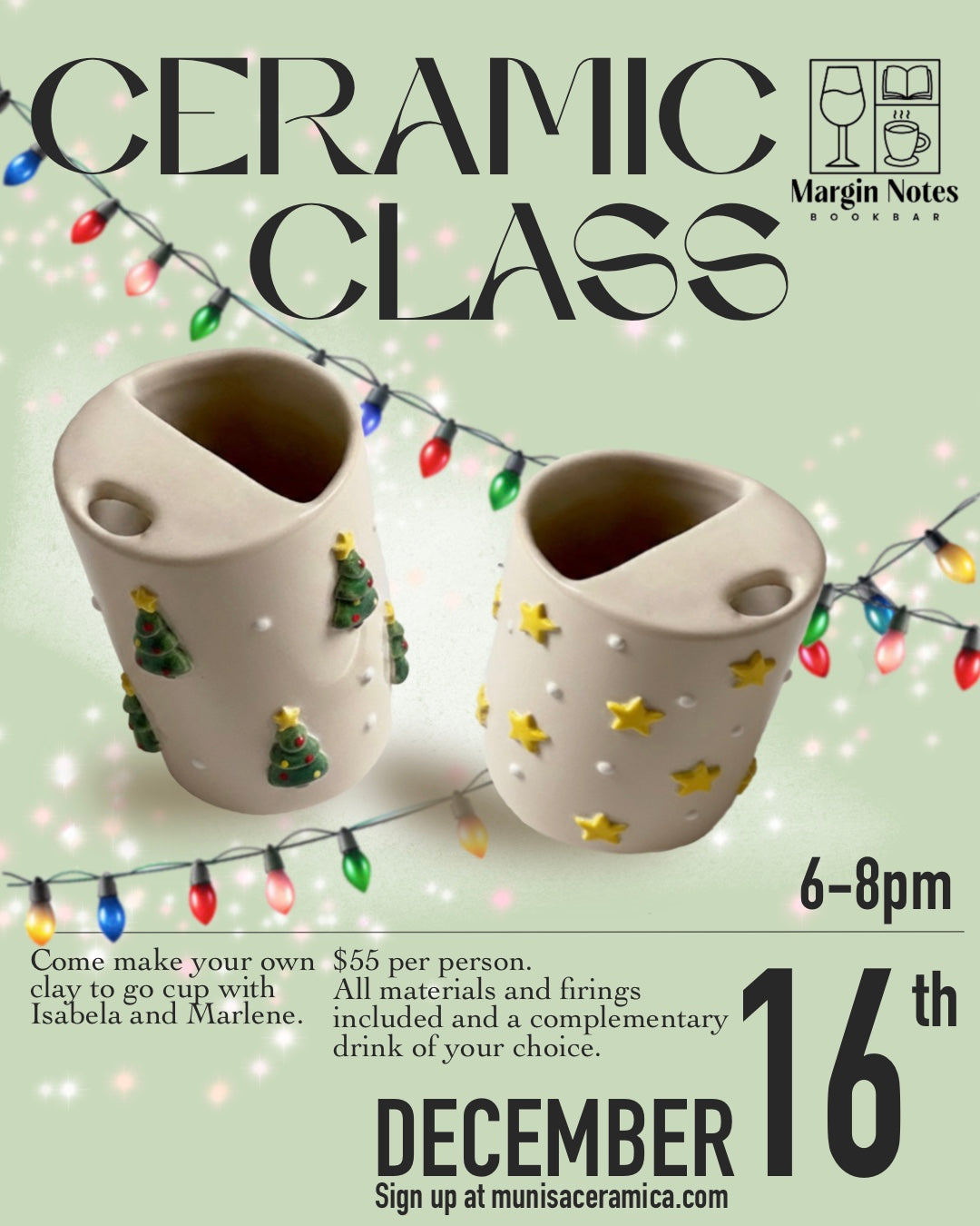 To-go coffee cups @ Margin Notes Bookbar Dec. 16th